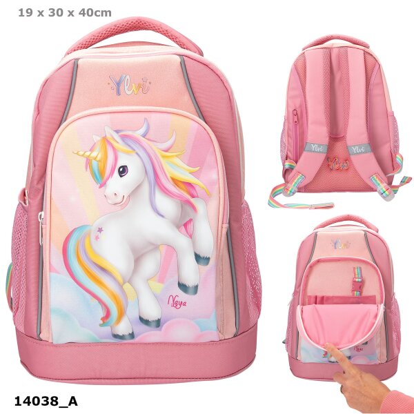 Ylvi Schulrucksack SUGAR POP Einhorn Rosa Glitzer Mädchen Neu