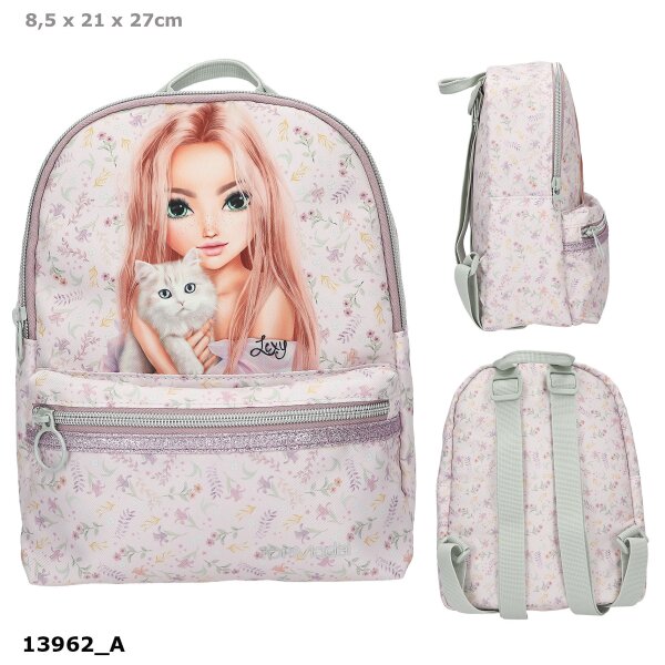 TOPModel Rucksack BLOOMING KITTY Flieder Katze Mädchen Neu 27x21x8,5 cm