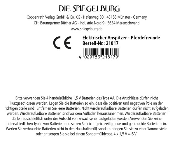 Elektrischer Anspitzer Pferdefreunde