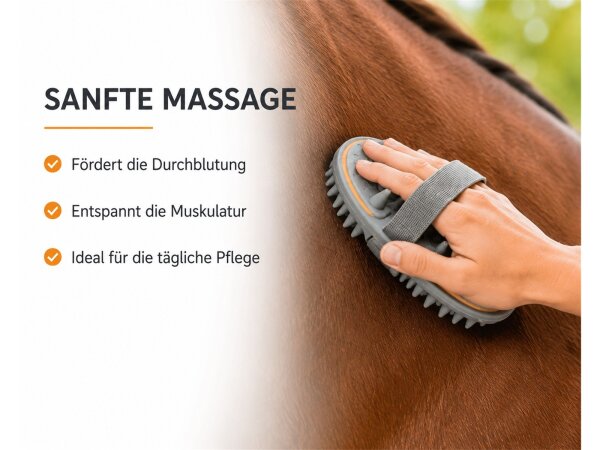 Waldhausen Flex Massage-Striegel Pfirsich Pferdestriegel Massageeffekt
