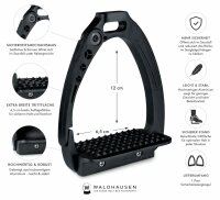 Waldhausen Sicherheitssteigbügel Pro Schwarz 12 cm Aluminium Steigbügel Paar