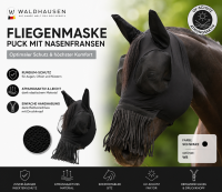 Fliegenmaske Puck mit Nasenfransen WB, schwarz