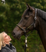 Waldhausen X-Line Lederhalfter Nevada Schwarz/Grün WB – Lederhalfter Pferd