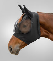 Waldhausen Fliegenmaske Puck Flex Schwarz – elastisch, UV-Schutz & Insektenschutz für Pferde