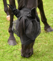 Waldhausen Fliegenmaske Puck Flex Schwarz – elastisch, UV-Schutz & Insektenschutz für Pferde