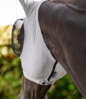 Waldhausen Fliegenmaske Puck Breath VB Silbergrau – atmungsaktiv, UV-Schutz, elastisch, Reißverschluss, Fliegenschutz Pferd