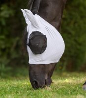 Waldhausen Fliegenmaske Puck Breath WB Silbergrau – atmungsaktiv, UV-Schutz, elastisch, Reißverschluss, Fliegenschutz Pferd