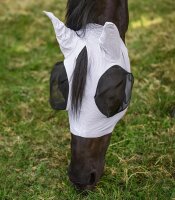 Waldhausen Fliegenmaske Puck Breath WB Silbergrau – atmungsaktiv, UV-Schutz, elastisch, Reißverschluss, Fliegenschutz Pferd