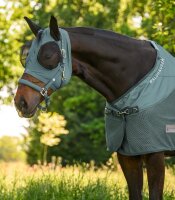 Waldhausen Fliegenmaske Puck WB piniengrün – Fliegenschutz Pferd mit UV-Schutz & Reißverschluss