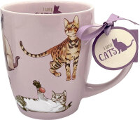 Porzellan Tasse Katzen I love cats – Kaffeetasse Geschenk Katzenliebhaber