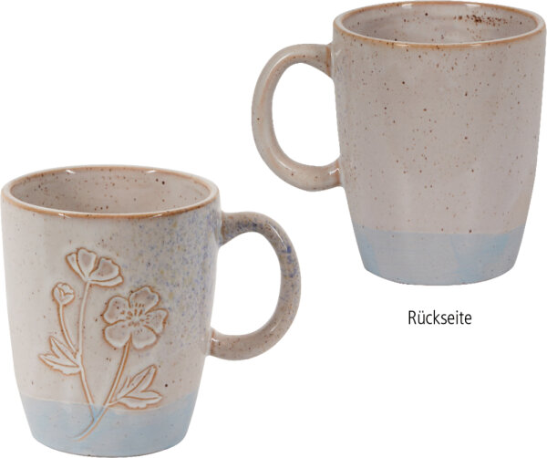 Porzellan Tasse Blume blau LandLust – Kaffeetasse Handgefertigt Landhausstil