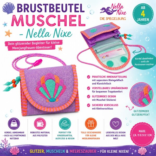 Brustbeutel Muschel Nella Nixe Kinder Geldbörse Portemonnaie Meerjungfrau