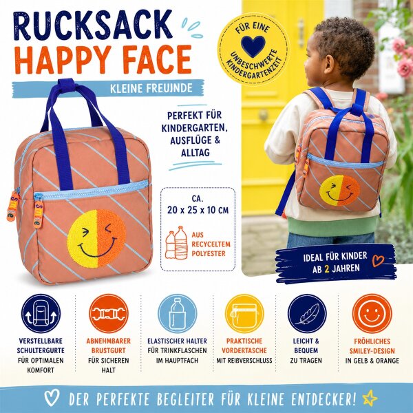 Rucksack Happy Face Kleine Freunde Kindergartenrucksack Kinderrucksack Smiley