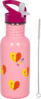Kinder Edelstahlflasche Herz Kleine Freunde 0,5L – Trinkflasche Smiley