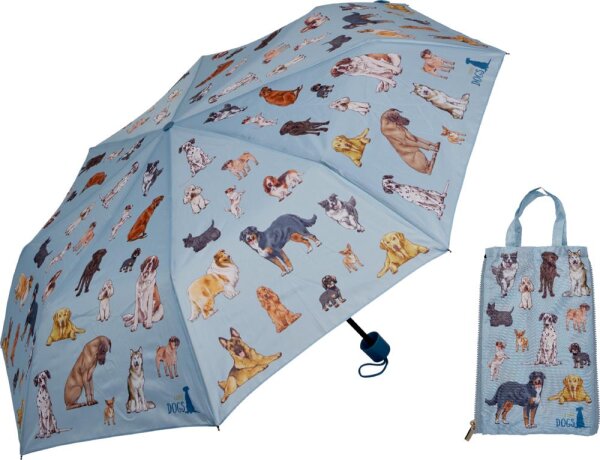 Taschenschirm I Love Dogs Duo Bag Hundemotiv faltbar Damen Regenschirm kompakt