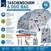 Taschenschirm Duo Bag I Love Dogs Schirm mit Tragetasche Hunde Motiv