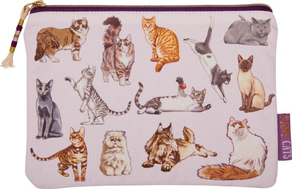 Allzwecktäschchen I Love Cats Katzen Motiv kleine Kosmetiktasche Make Up Tasche