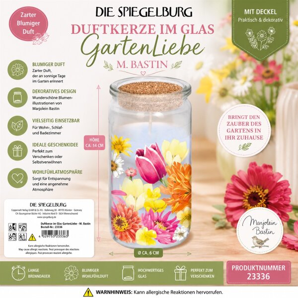 Duftkerze GartenLiebe M Bastin im Glas mit Deckel Die Spiegelburg Duftkerze