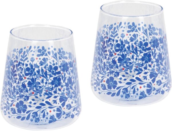 Gläser Set 2er Blau Blumen Landlust Trinkgläser Glas Design