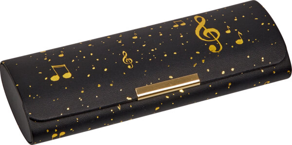 Brillenetui Noten allover Musik mit Putztuch Etui Schwarz Gold Spiegelburg