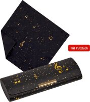 Brillenetui Noten allover Musik mit Putztuch Etui Schwarz Gold Spiegelburg