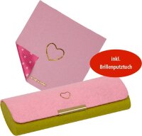Brillenetui Herz mit Putztuch Filz Etui Damen Brillenbox...