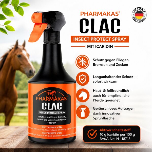 Fliegenspray Pferd Icaridin Pharmakas CLAC Insect Protect+ Spray