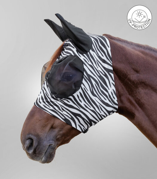 Fliegenmaske Pferd Zebra WB Puck Fliegenschutz schwarz weiß