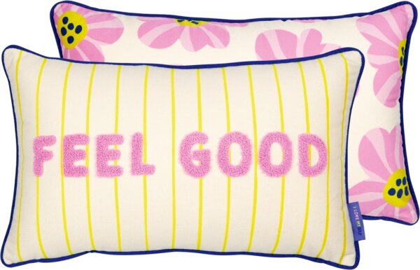 Kissen gelbe Streifen Feel Good I Love Myself 42x26 cm