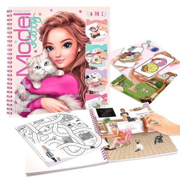 TOPModel Kitty Malbuch Kreativbuch mit Stickern Katzen