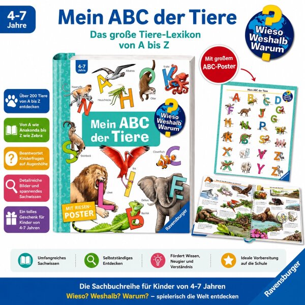 Wieso Weshalb Warum Mein ABC der Tiere Ravensburger Tierlexikon Kinderbuch