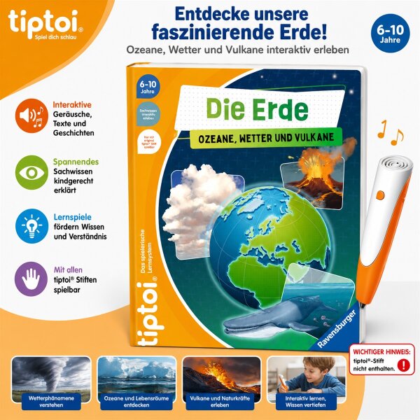 tiptoi® Die Erde Ozeane Wetter Vulkane Ravensburger Kinderbuch ab 6 Jahre