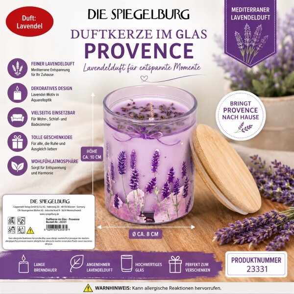 Duftkerze Provence Lavendel im Glas Die Spiegelburg Aromakerze Geschenkidee