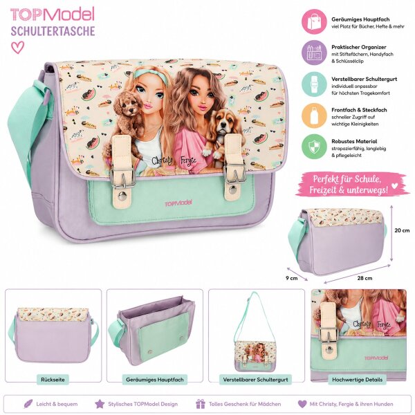 TOPModel Umhängetasche SUNNY DOG Mädchen Tasche Hund Schultertasche