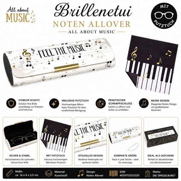 Brillenetui mit Putztuch Noten All About Music Spiegelburg 23332