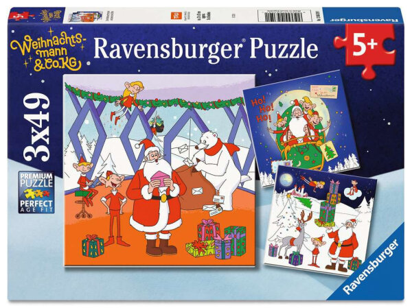 Ravensburger Kinderpuzzle Weihnachtsmann & Co. KG 3x49 Teile ab 5 Jahren