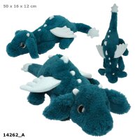 SNUKIS Plüschdrache petrol 50 cm – Kuscheldrache mit Glitzer-Details
