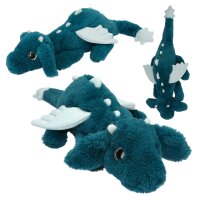 SNUKIS Plüschdrache petrol 50 cm – Kuscheldrache mit Glitzer-Details