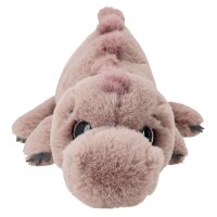 Dino World Plüschdino hellbraun 50 cm – liegender Kuscheldino mit Glitzeraugen