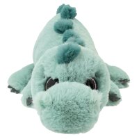 Dino World Plüschdino hellgrün 50 cm – liegender Kuscheldino mit Glitzeraugen