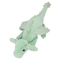 SNUKIS Plüschdrache grün 65 cm – großer Kuscheldrache mit Glitzer-Details