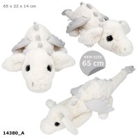 SNUKIS Plüschdrache weiß 65 cm mit Glitzer-Details