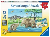 Kinderpuzzle 05095 Tierkinder aus aller Welt 2x12 Teile