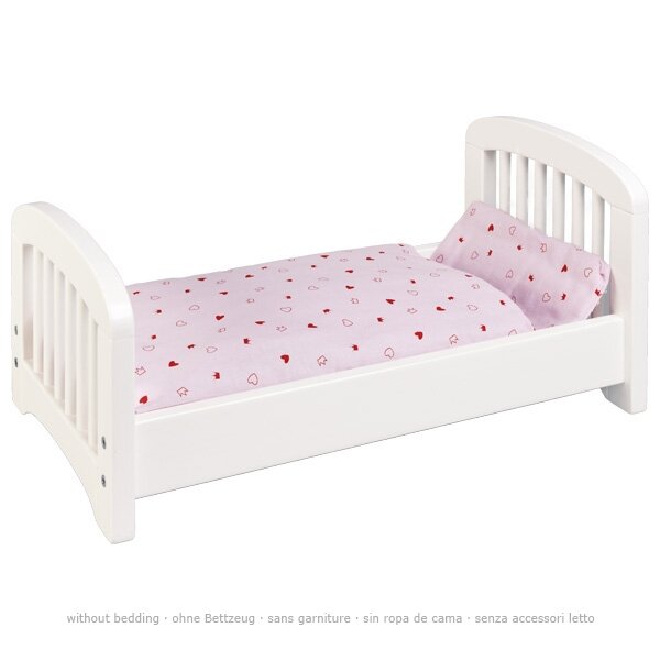 goki Puppenbett Holz Weiß – Puppenbett Kinderbett für Puppen 54,5 cm