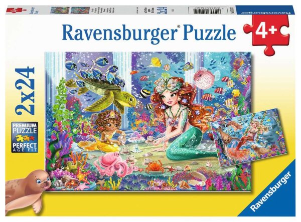 Kinderpuzzle 2x24 Teile - Zauberhafte Meerjungfrauen