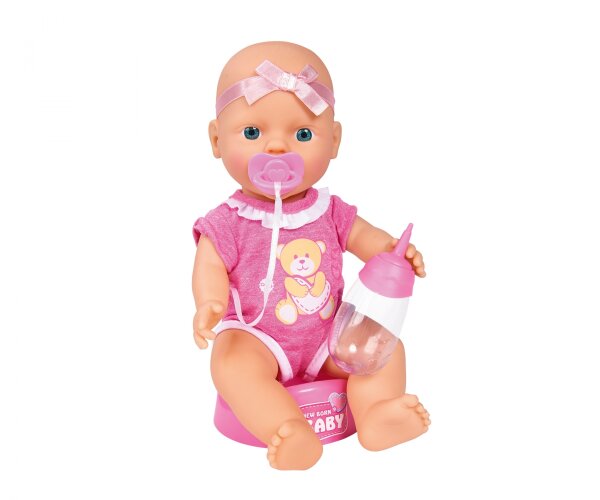 New Born Baby 30cm rosa Body mit Trink- und Nässfunktion