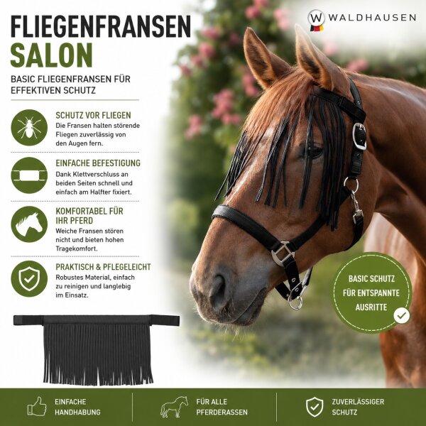 Waldhausen Fliegenfransen Salon Schwarz Pony Fliegenschutz Halfter