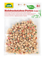 Holz-Buchstabenperlen, natur/bunt, 300-tlg.